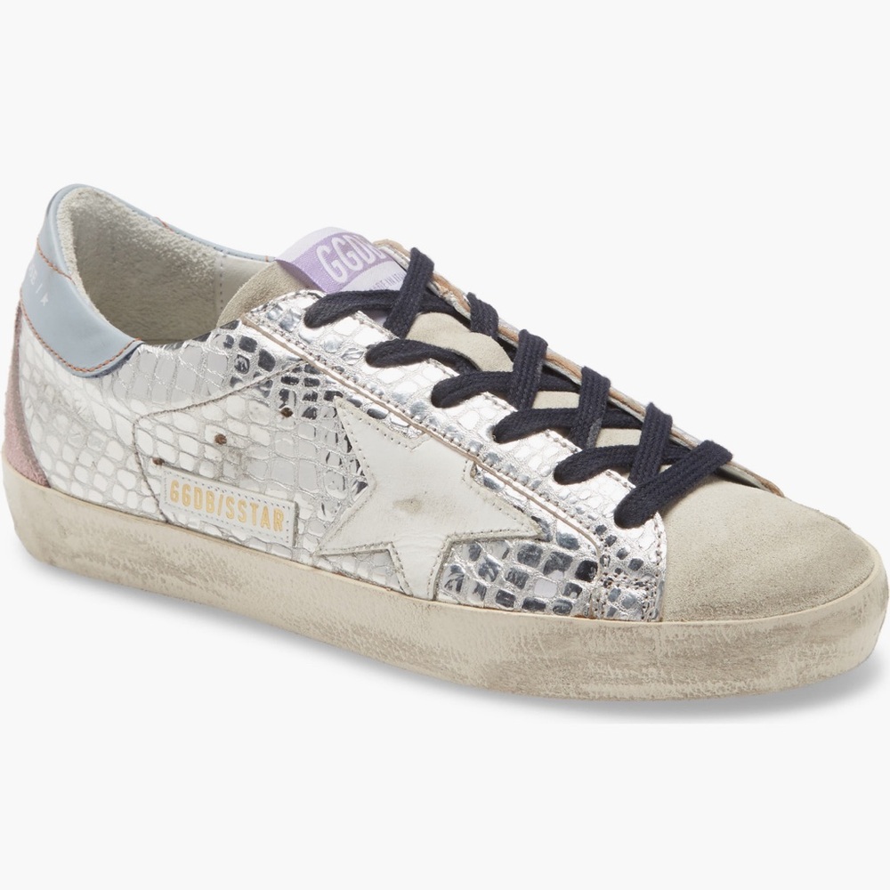 Golden Goose Women's Silver and Blue Sneakers